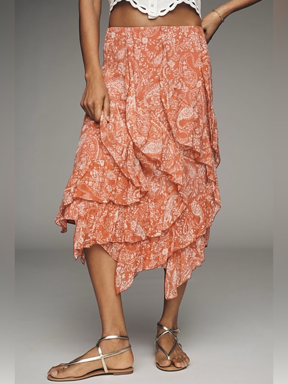 Anthropologie Ruffle Cascade Skirt Medium NWT